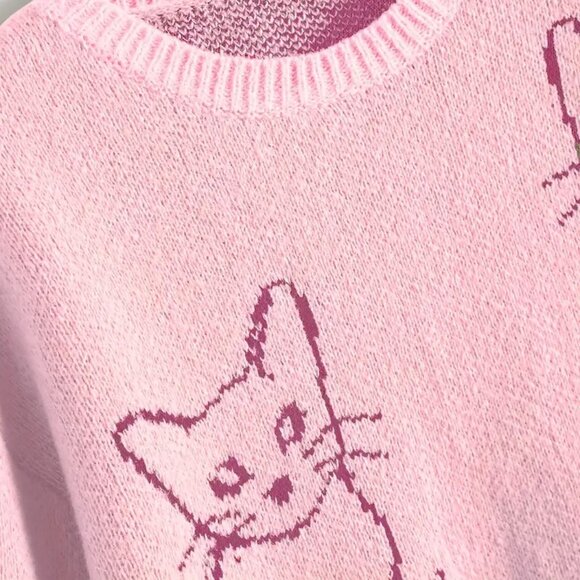 Cat Outline Pink Sweater - Picture 4 of 6
